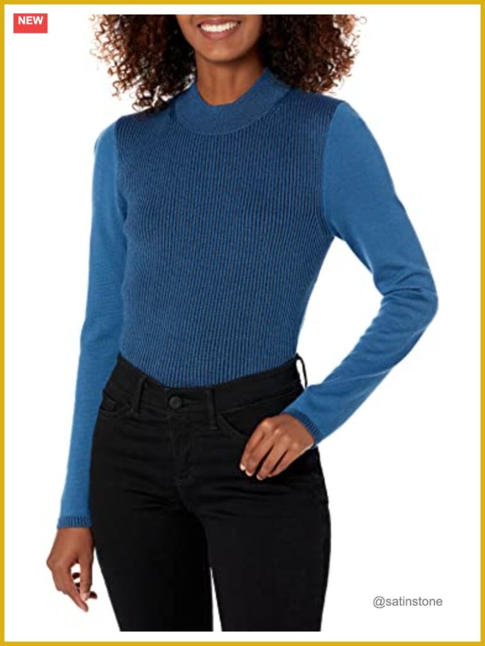 Rib Knit Mock Neck Sweater Pullover Long Sleeve Fitted